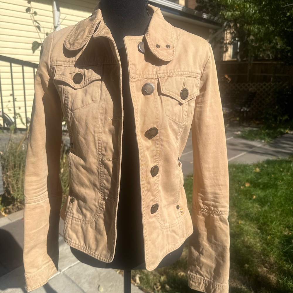 Twill 22 Tan Button-Up Jacket petite